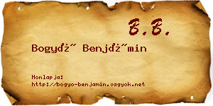 Bogyó Benjámin névjegykártya